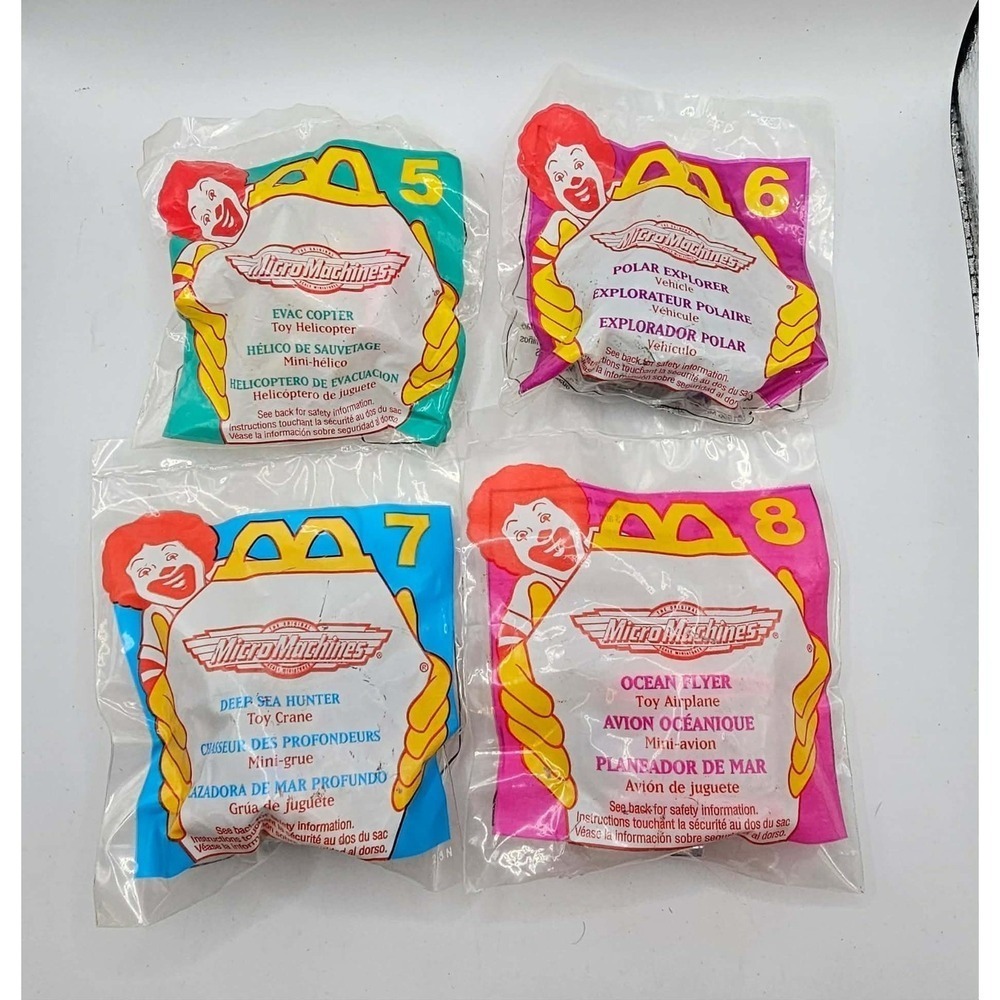 Micro Machines McDonald's Fast Food Premiums Toys Lot 1996 Ages 3+ Set